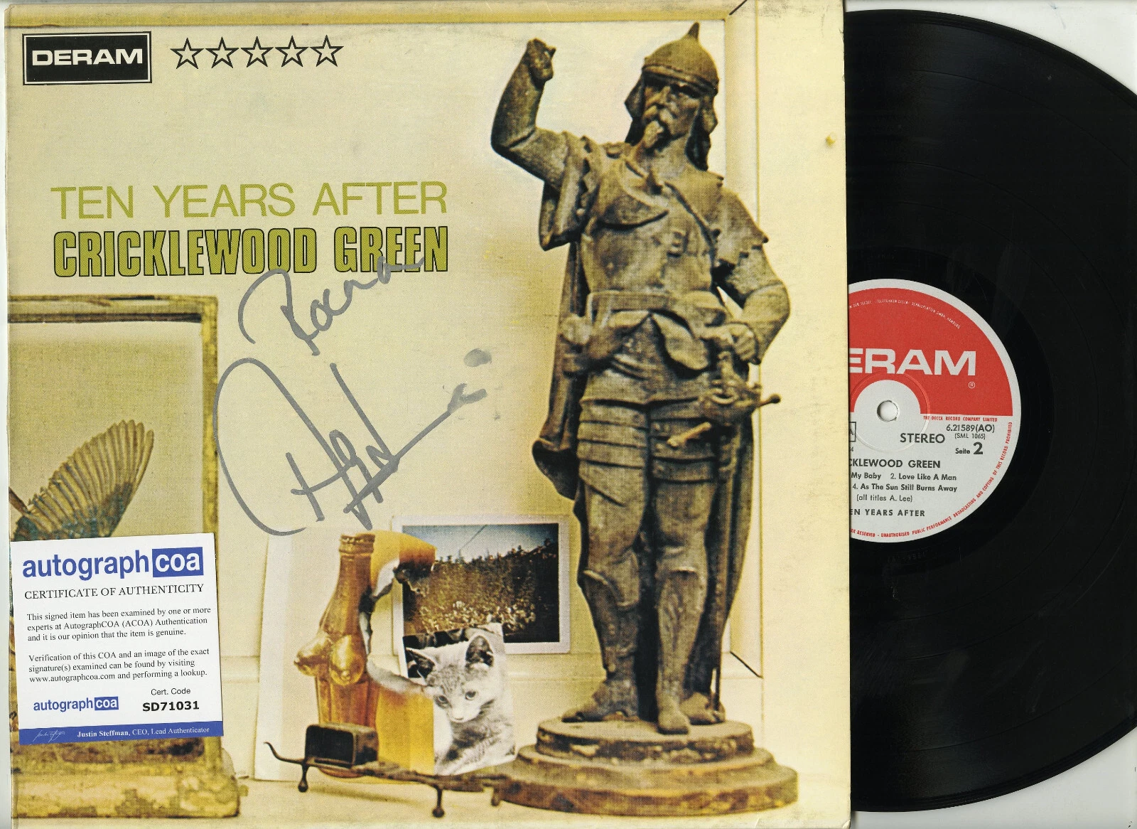 ALVIN LEE TEN YEARS AFTER SIGNED VINYL RECORD CRICKLEWOOD GREEN ACOA GERMAN COLLECTIBLE MEMORABILIA