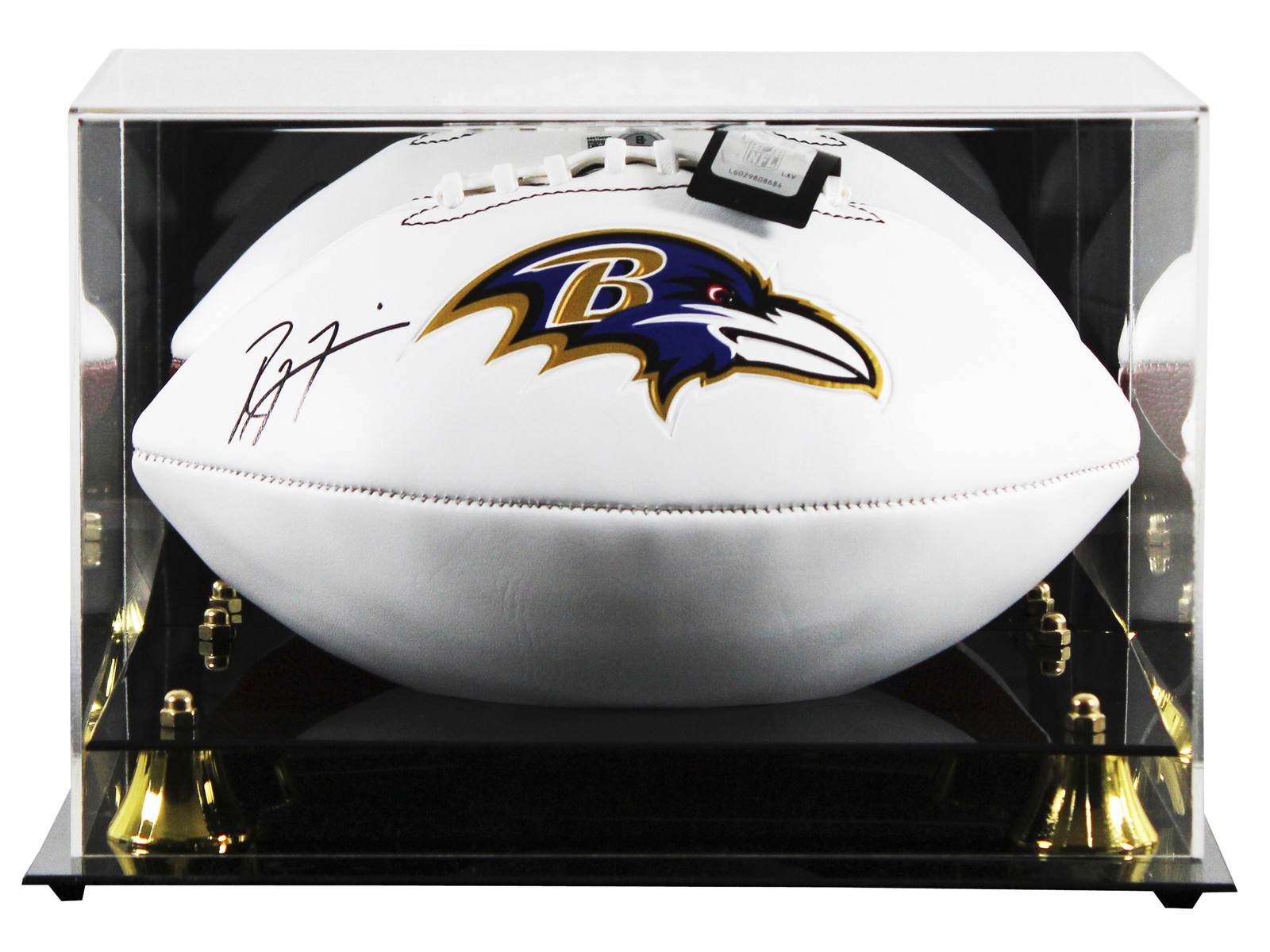 Ravens Ray Lewis Signed Franklin White Panel Logo Football W/ Case BAS Witnessed