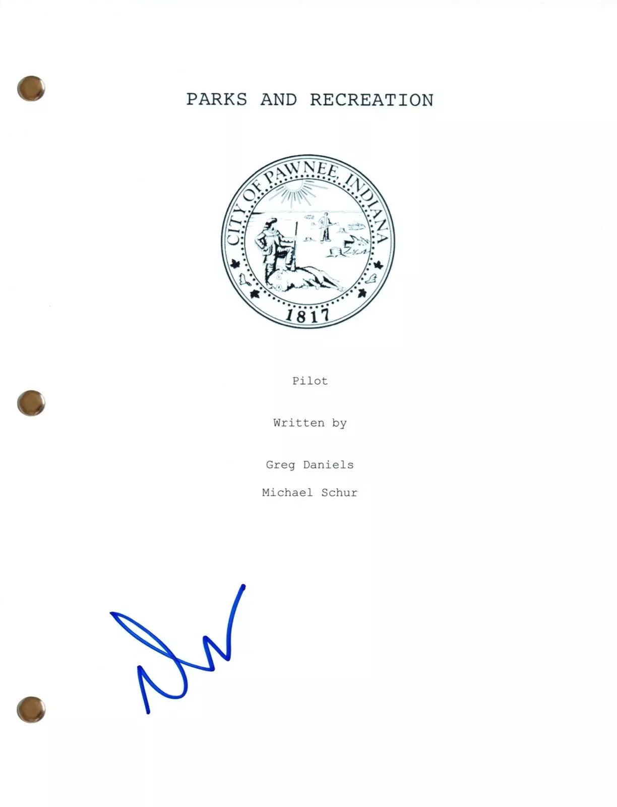 Adam Scott PARKS AND RECREATION Signed Autograph Full Pilot Episode