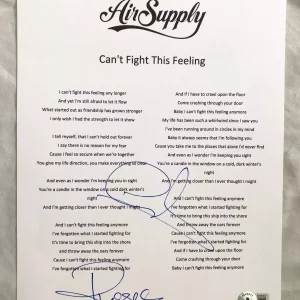 Air Supply Russell Hitchcock and Graham Russell Signed Lyric Sheet Beckett BA...