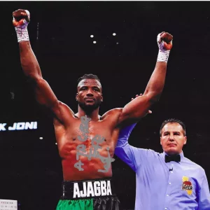 AJAGBA EFE SIGNED AUTOGRAPH 8x10 PHOTO PICTURE COA BOXING BOXER SILENT ROLLER