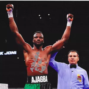 AJAGBA EFE SIGNED AUTOGRAPH 8x10 PHOTO PICTURE COA BOXING BOXER SILENT ROLLER