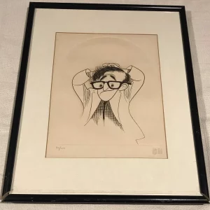 Al Hirschfeld, Hand-Signed, Limited-Edition, Framed, Woody Allen RARE ETCHING COLLECTIBLE MEMORABILIA