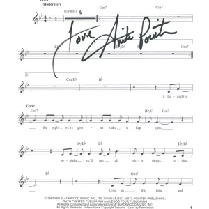 Anita Pointer Signed Autograph Im So Excited Lyric Sheet The Pointer Sisters COA