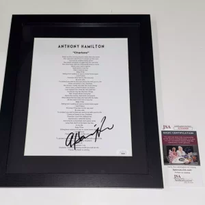 ANTHONY HAMILTON SIGNED FRAMED CHARLENE LYRIC SHEET AUTOGRAPHED JSA COA