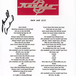 ARNELL CARMICHAEL RAYDIO SIGNED AUTOGRAPH LYRIC SHEET ACOA PRINT JACK & JILL