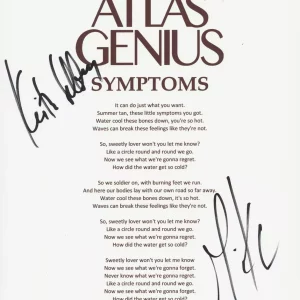 ATLAS GENIUS SIGNED SYMPTOMS LYRIC SHEET
