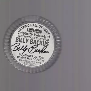 BILLY BACKUS HAND SIGNED BOXING HOF PAPERWEIGHT VERY RARE 34/100 JSA