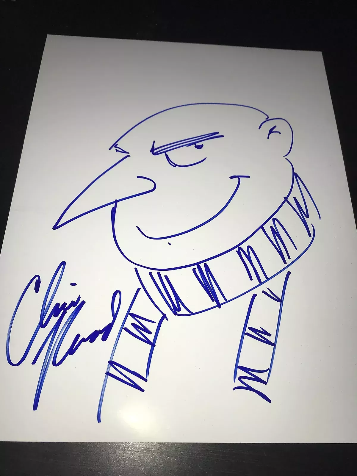 CHRIS RENAUD SIGNED AUTOGRAPH HAND SKETCH GRU DRAWING DESPICABLE ME CARELL COA D