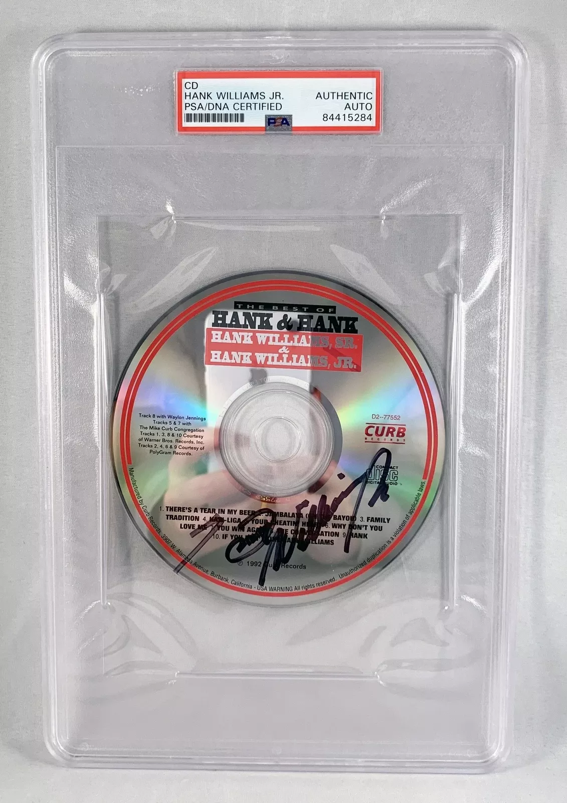 Country Singer Hank Williams Jr Signed CD PSA/DNA 6 COA
