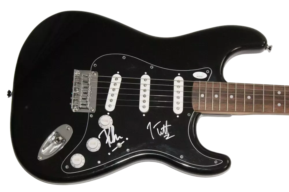 Def Leppard Band x2 Signed Autograph Fender Guitar - Phil Collen Joe Elliott JSA