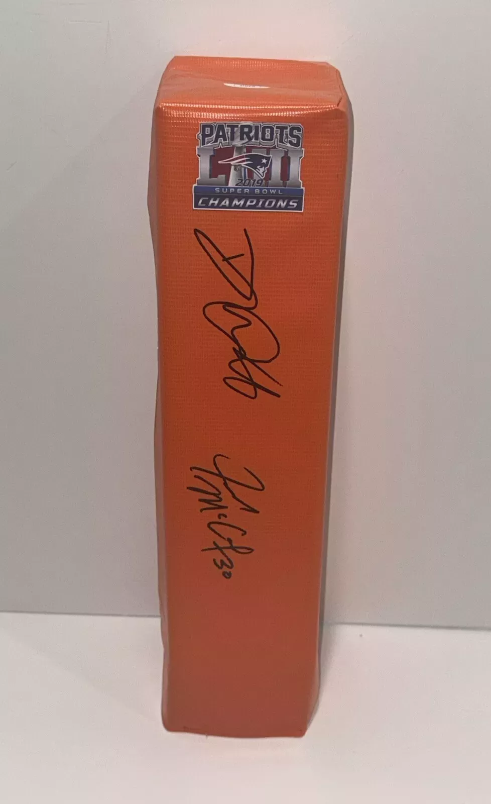 DEVIN & JASON MCCOURTY SIGNED PYLON NEW ENGLAND PATRIOTS SUPER BOWL LIII JSA COA
