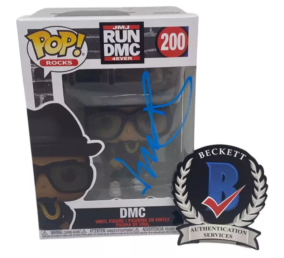 DMC Darryl McDaniels Signed Run Dmc Funko Pop Rocks #200 Figure Beckett COA
