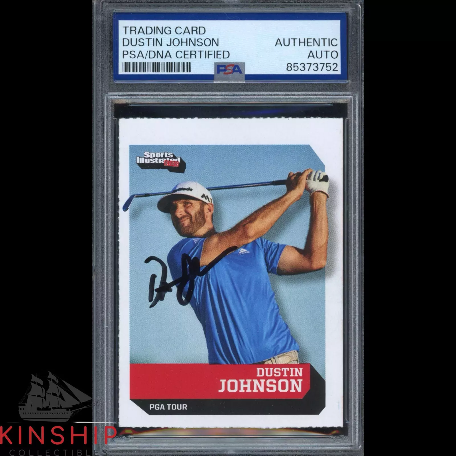 Dustin Johnson signed 2016 SI for Kids Rookie Card PSA DNA Masters Auto C3557