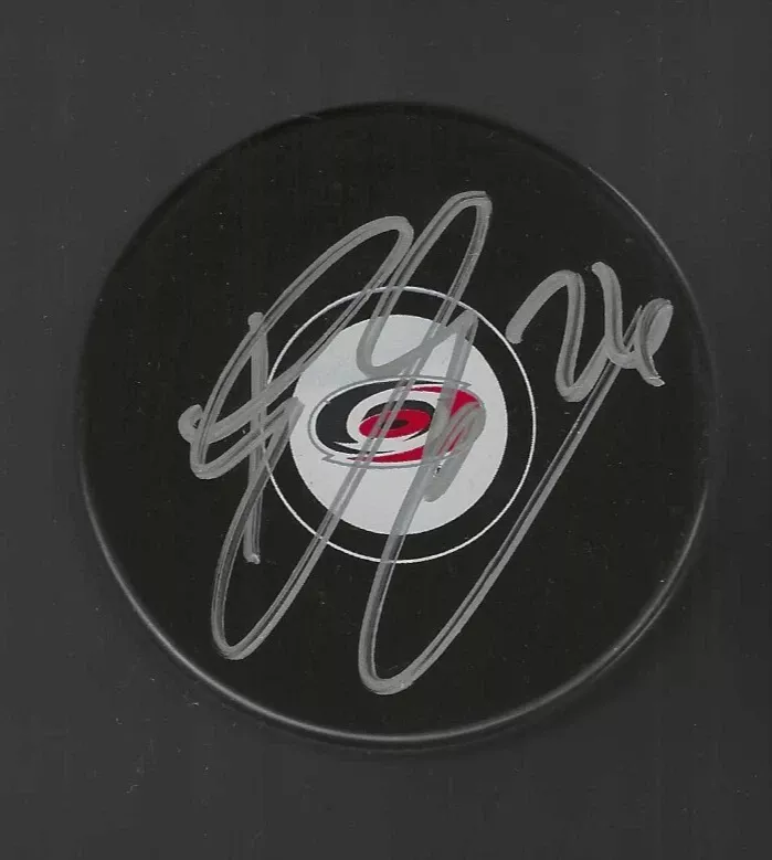 ERIK COLE SIGNED CAROLINA HURRICANES PUCK COLLECTIBLE MEMORABILIA