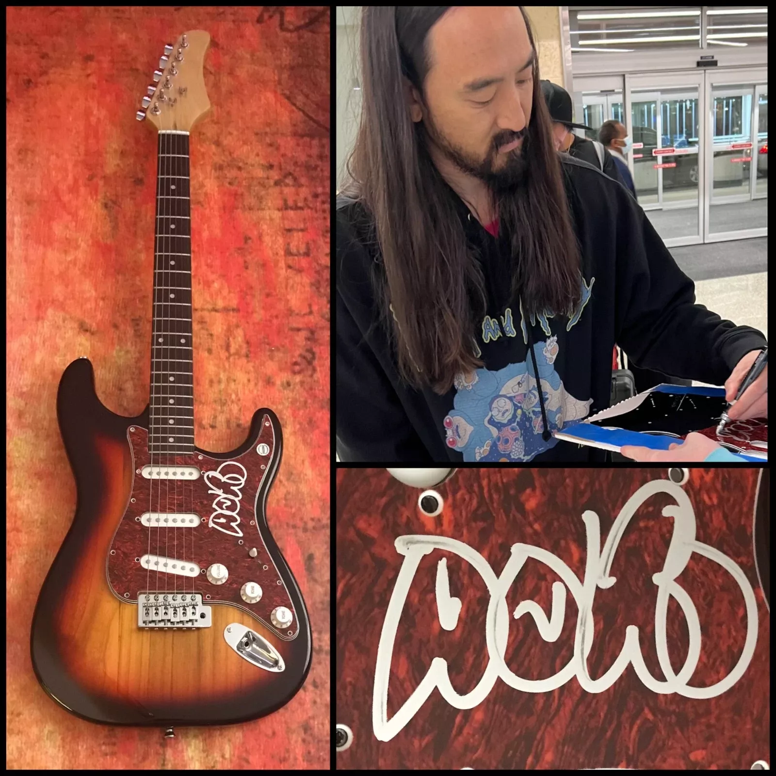GFA Pursuit of Happiness * STEVE AOKI * Signed Electric Guitar PROOF A3 COA