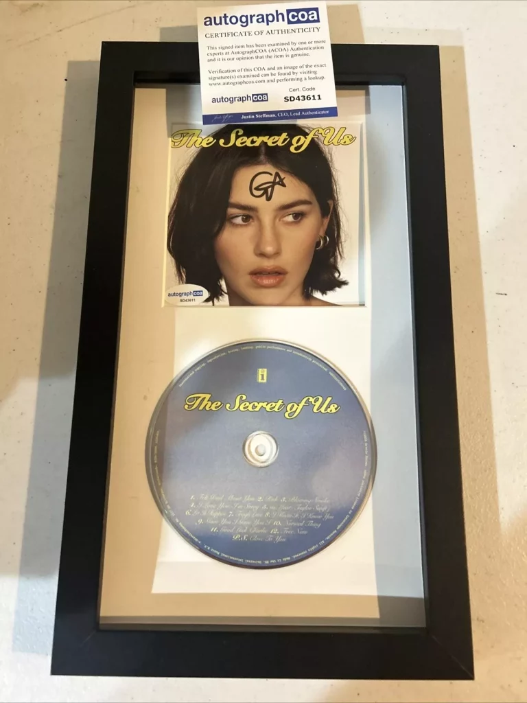 GRACIE ABRAMS SIGNED AUTOGRAPH FRAMED CD DISPLAY ACOA THE SECRET OF US ERAS TOUR COLLECTIBLE MEMORABILIA