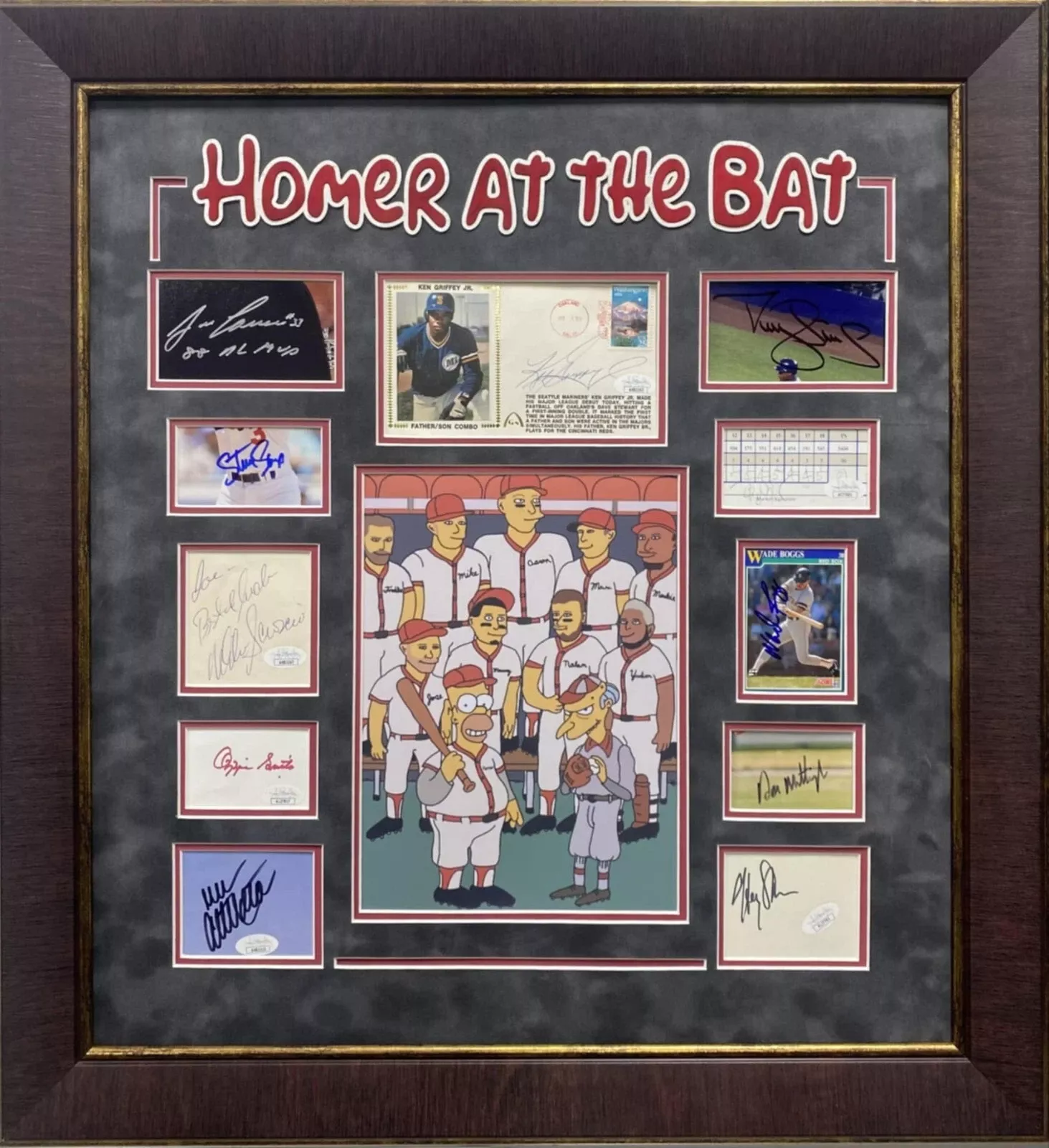 Homer At The Bat Cast Ken Griffey Jr The Simpsons Signed Autograph Display JSA