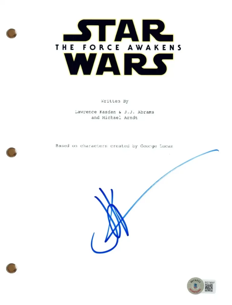 J.J. ABRAMS “STAR WARS THE FORCE AWAKENS” SIGNED AUTOGRAPH SCRIPT SCREENPLAY BAS COLLECTIBLE MEMORABILIA