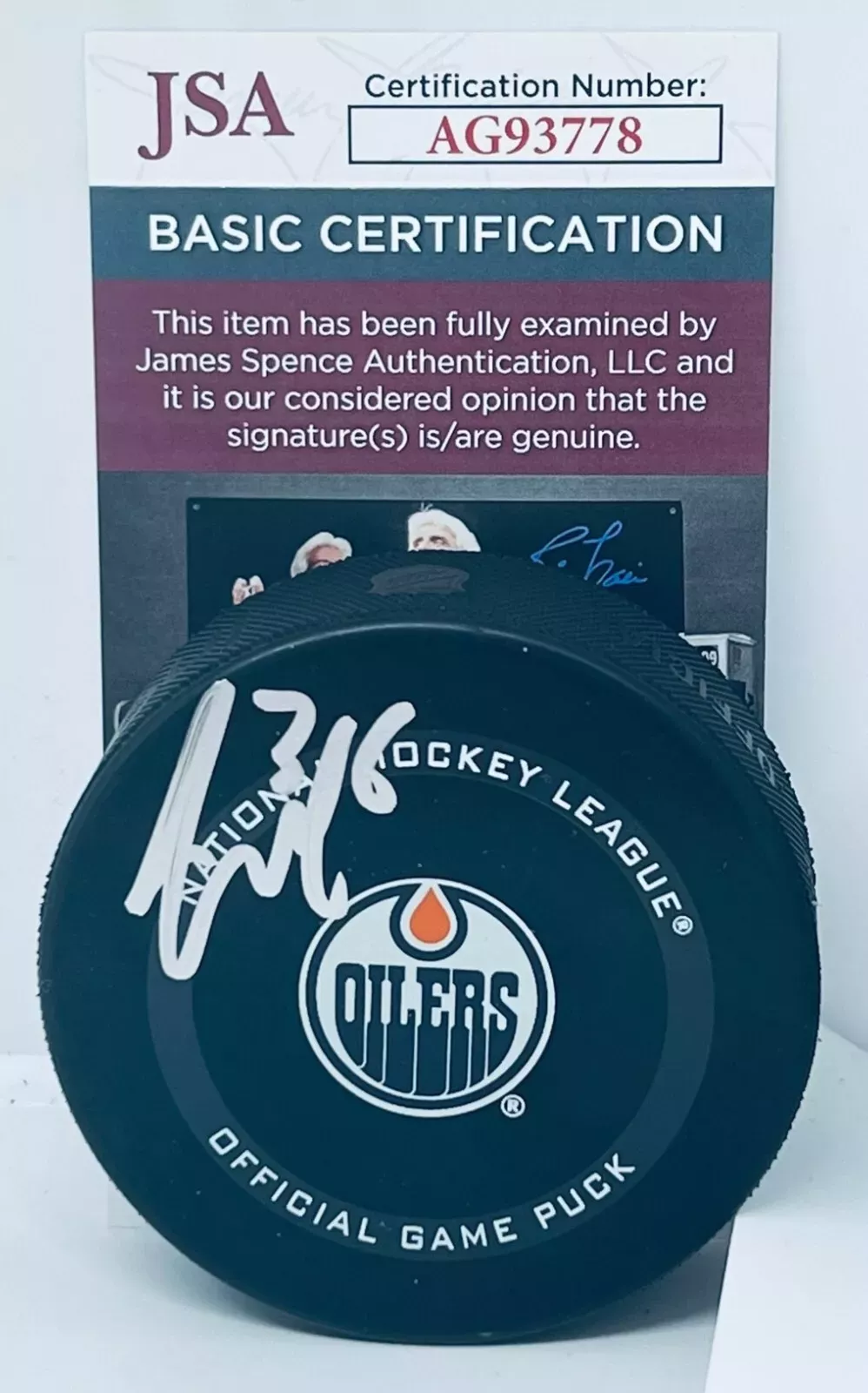 Jack Campbell signed Edmonton Oilers Official Game Puck autographed JSA