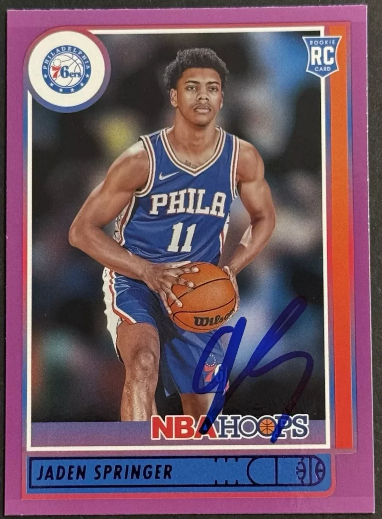 JADEN SPRINGER SIGNED 2021-22 NBA HOOPS PURPLE ROOKIE CARD BAS BECKETT CELTICS COLLECTIBLE MEMORABILIA