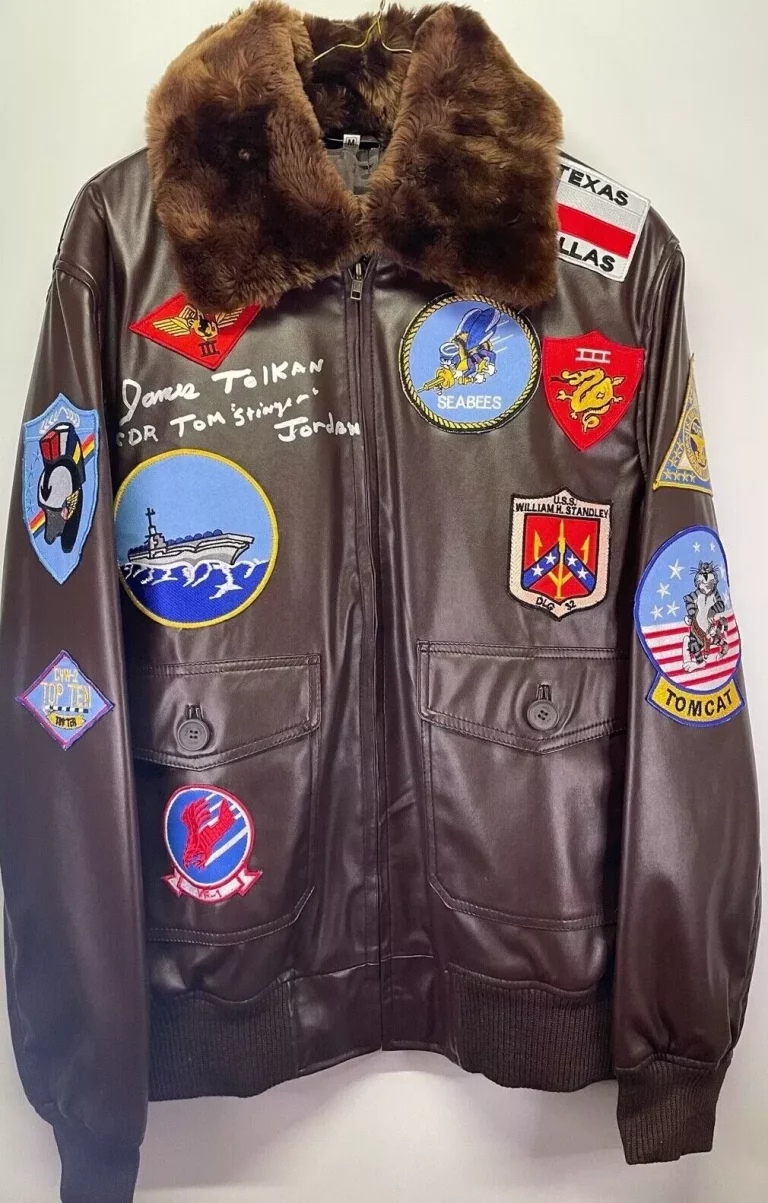 JAMES TOLKAN SIGNED AUTOGRAPH TOP GUN BOMBER JACKET COLLECTIBLE MEMORABILIA