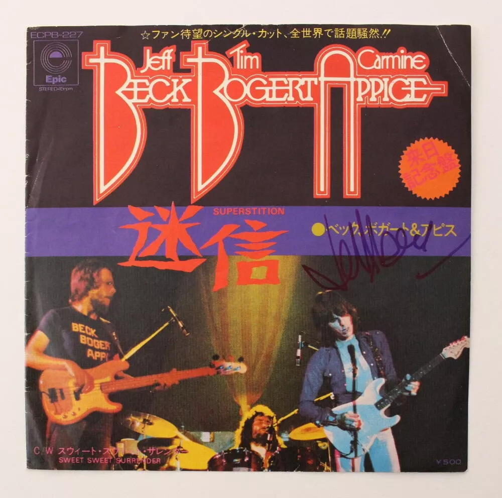 Jeff Beck Signed Autograph Japanese 45 RMP Album Record - Superstition JSA COA