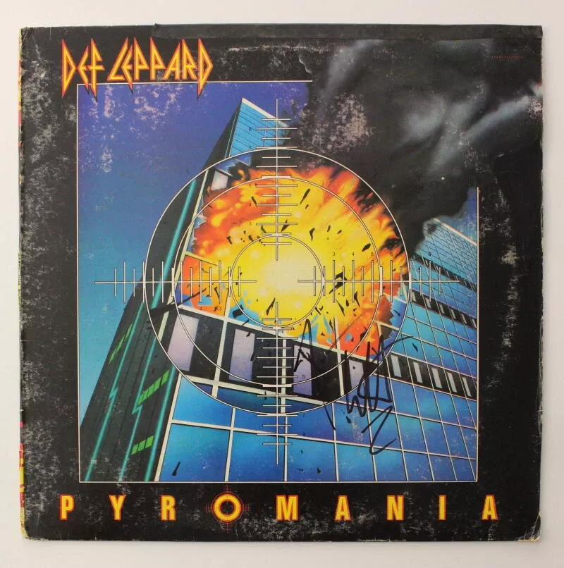 JOE ELLIOTT SIGNED AUTOGRAPH ALBUM VINYL RECORD - DEF LEPPARD PYROMANIA JSA COA