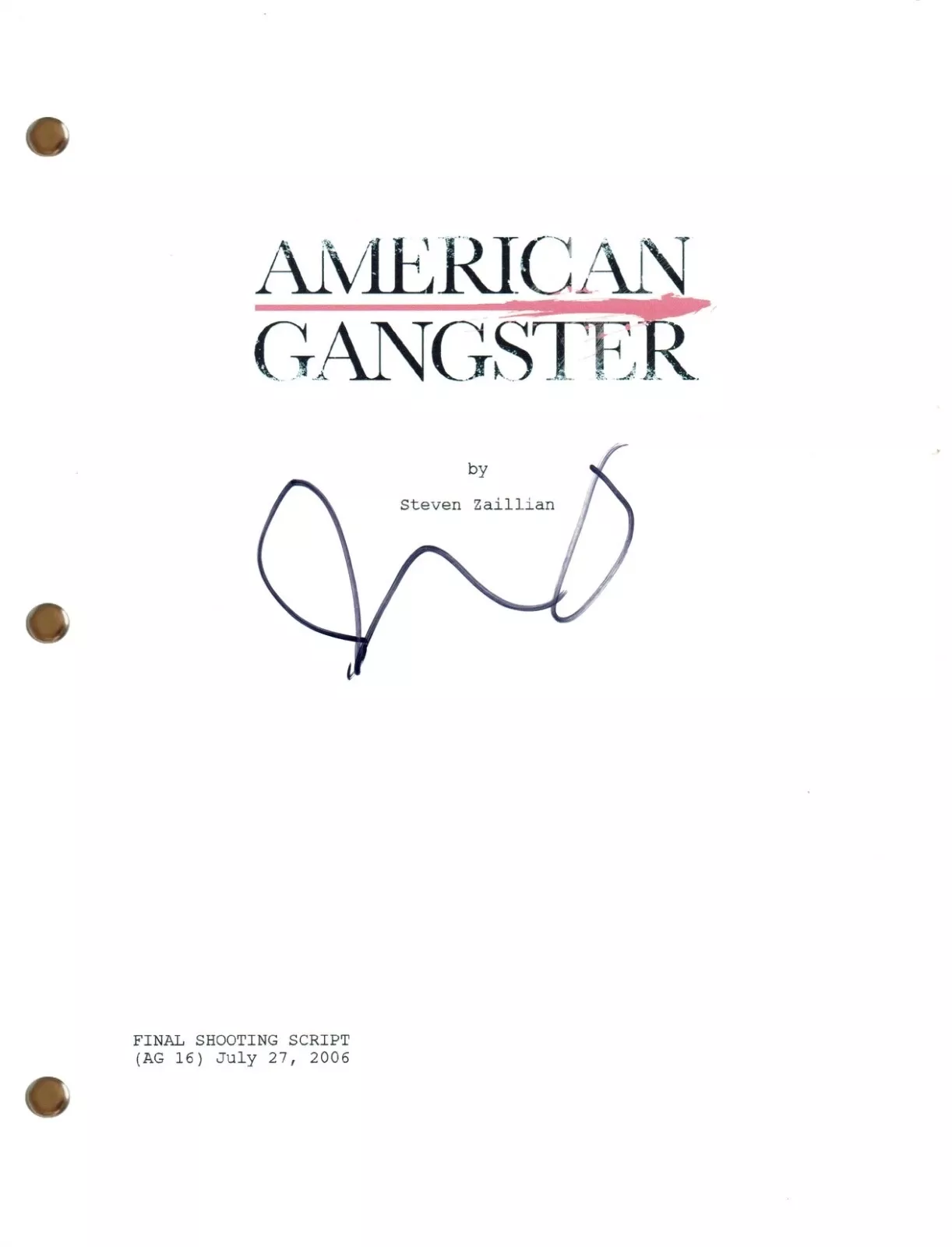 John Ortiz AMERICAN GANGSTER Signed Autograph Movie Script Full Screenplay COA