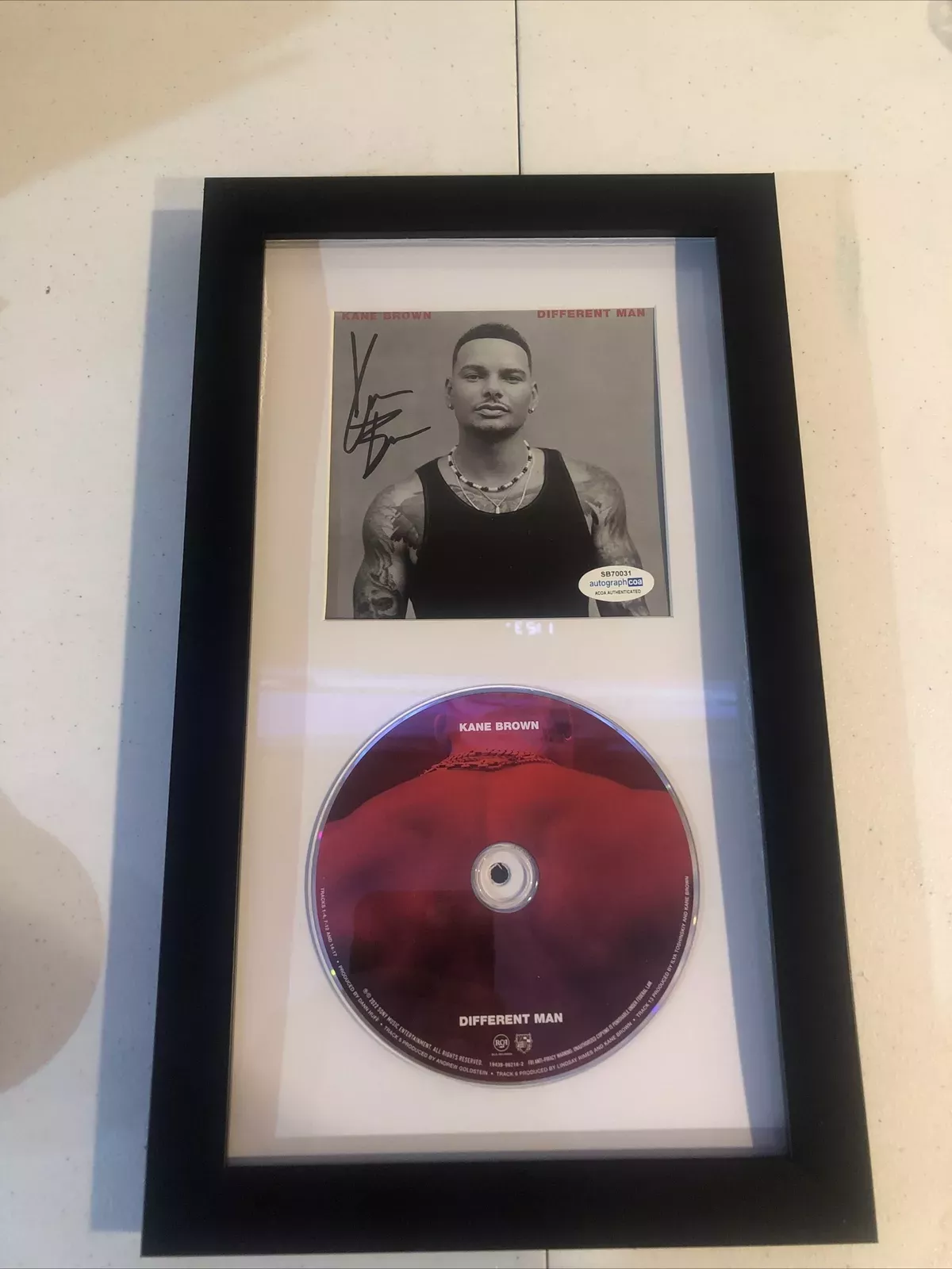KANE BROWN DIFFERENT MAN SIGNED AUTOGRAPH FRAMED CD ACOA COA THANK GOD