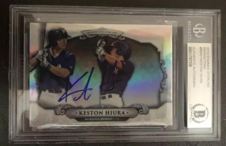 KESTON HIURA SIGNED 2018 BOWMAN STERLING AUTHENTIC BECKETT SLABBED BREWERS  COLLECTIBLE MEMORABILIA