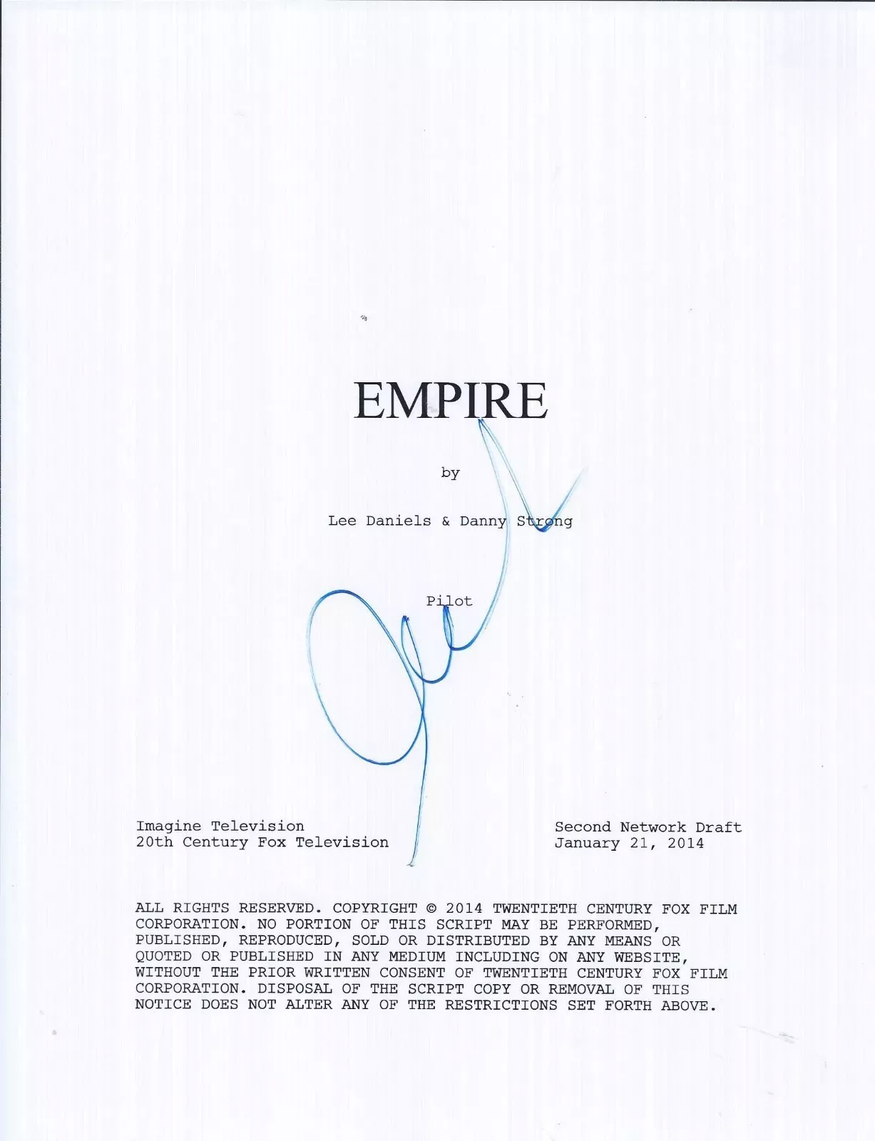 Lee Daniels Signed Autographed Empire Full Television Pilot Script