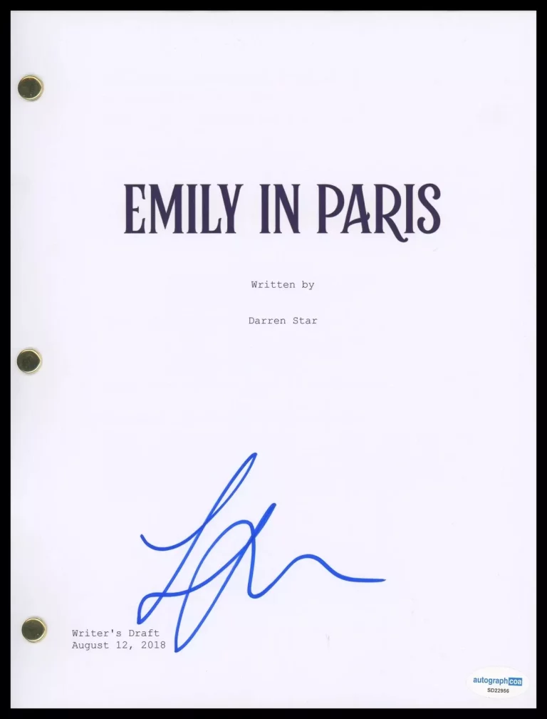 LILY COLLINS “EMILY IN PARIS” AUTOGRAPH SIGNED FULL PILOT EPISODE SCRIPT ACOA COLLECTIBLE MEMORABILIA