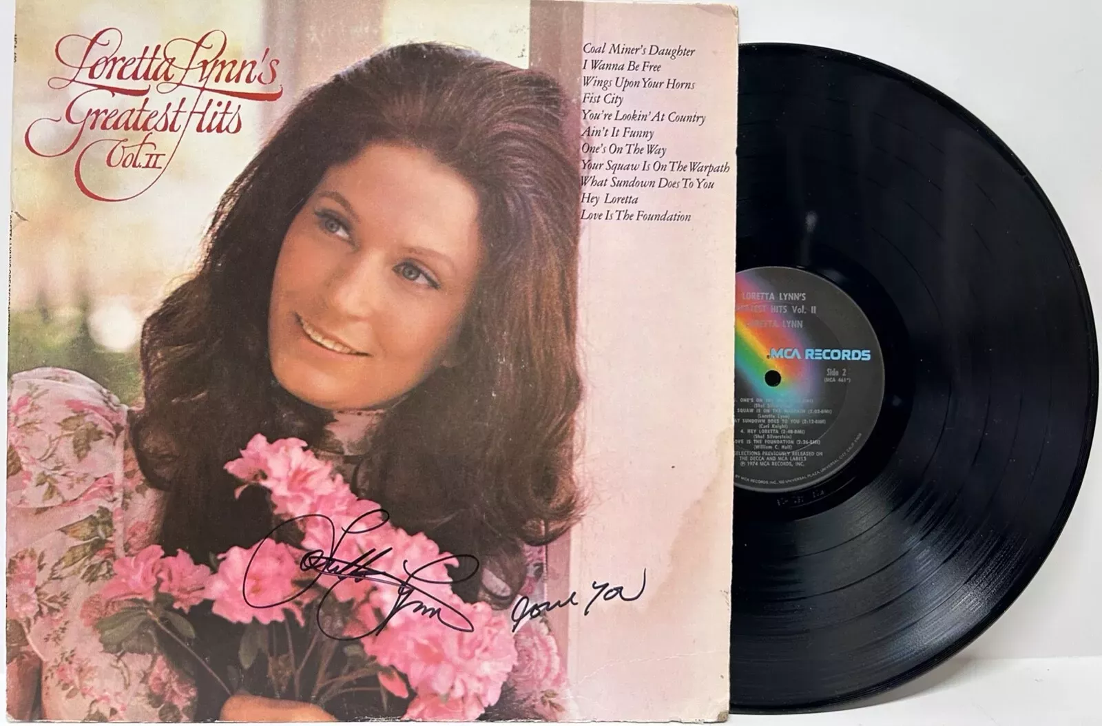 LORETTA LYNN Signed Autograph LP Cover 