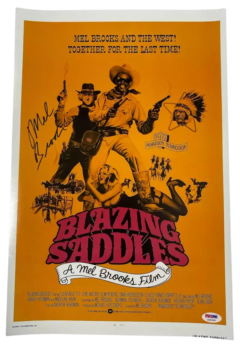 MEL BROOKS SIGNED 12X18 PHOTO BLAZING SADDLES AUTHENTIC AUTOGRAPH PSA DNA COA