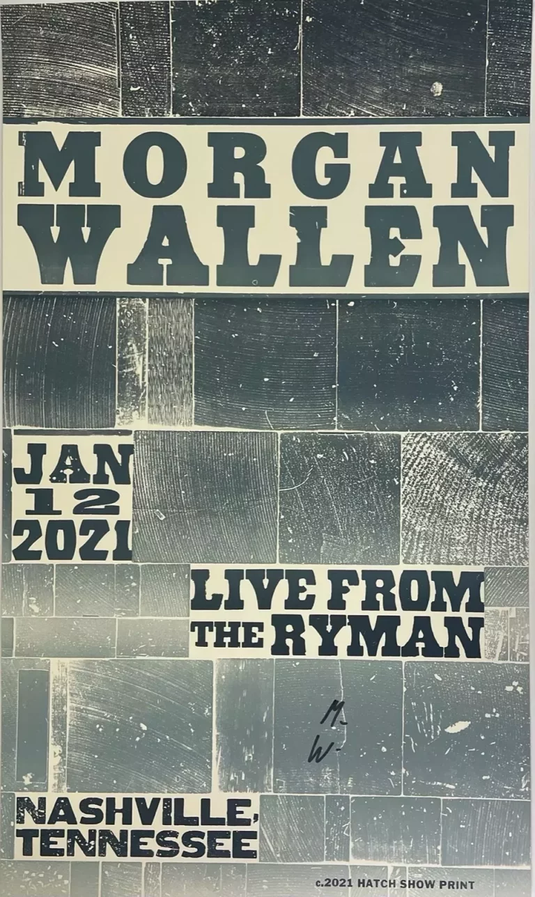 MORGAN WALLEN SIGNED AUTOGRAPH 12.5×18.5 HATCH SHOW PRINT THE RYMAN 2021 JSA LOA COLLECTIBLE MEMORABILIA