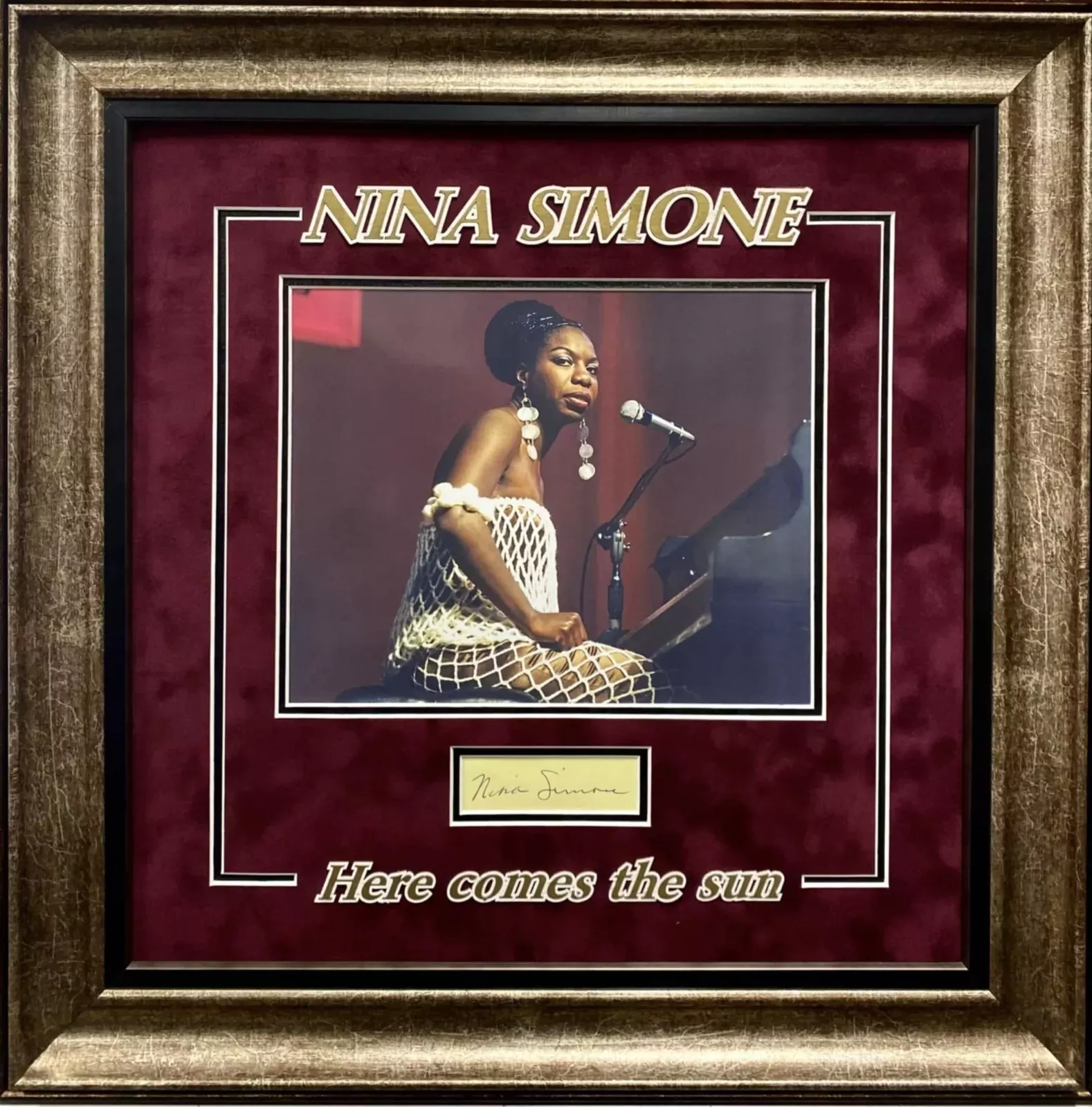 Nina Simone Here Comes The Sun Singer Signed Autograph Framed Photo Display JSA