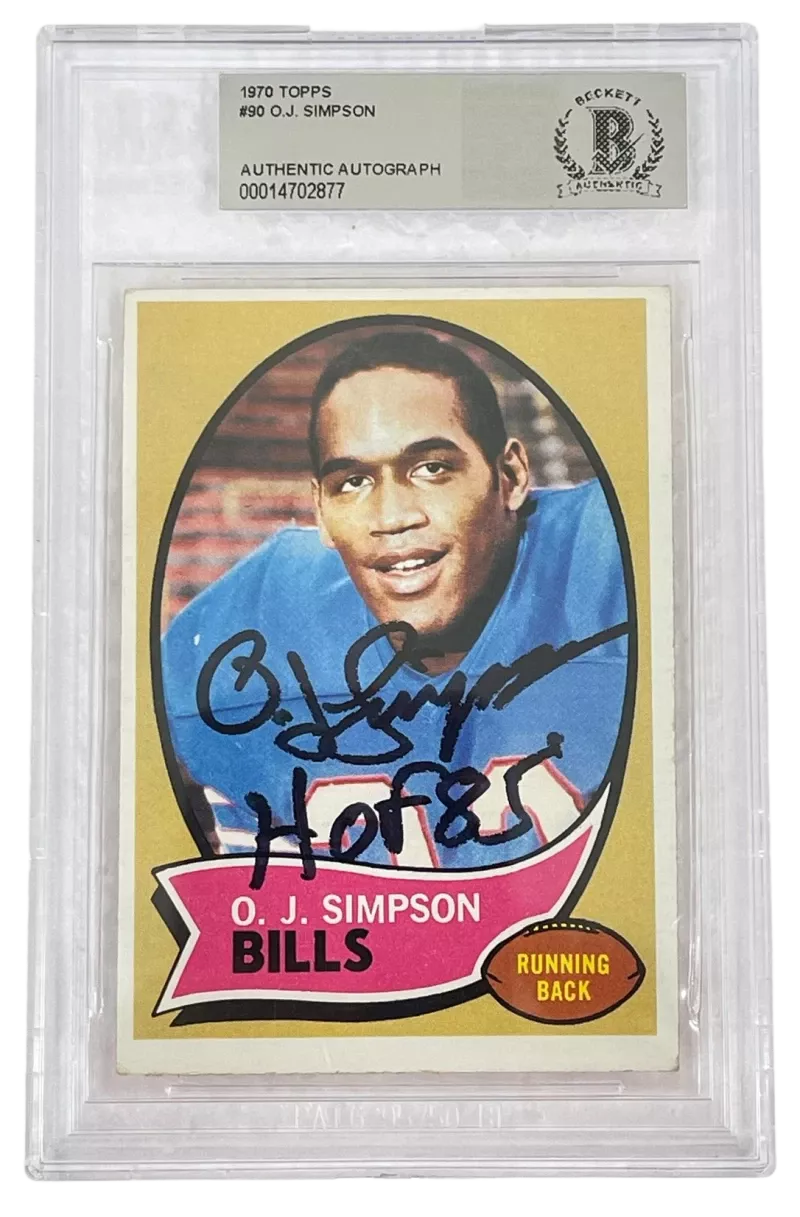 OJ SIMPSON SIGNED 1970 TOPPS #70 ROOKIE CARD AUTOGARPHED BILLS BECKETT SLABBED 1