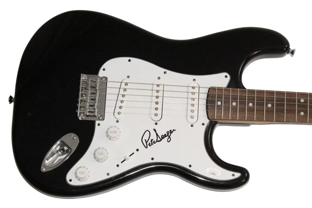 Pete Seeger Signed Autograph Full Size Fender Electric Guitar - RARE! w/ JSA COA