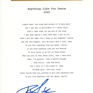 RAY FULCHER COUNTRY ANYTHING LIKE YOU DANCE SIGNED AUTOGRAPH LYRIC SHEET ACOA