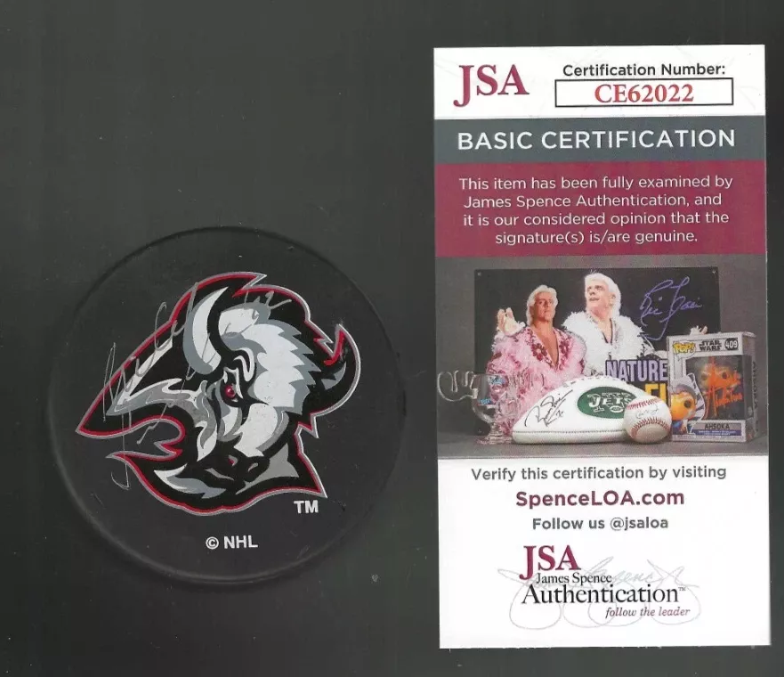 Richard Smehlik Signed Buffalo Sabres Goat Head Ravens Athletic Puck JSA COA