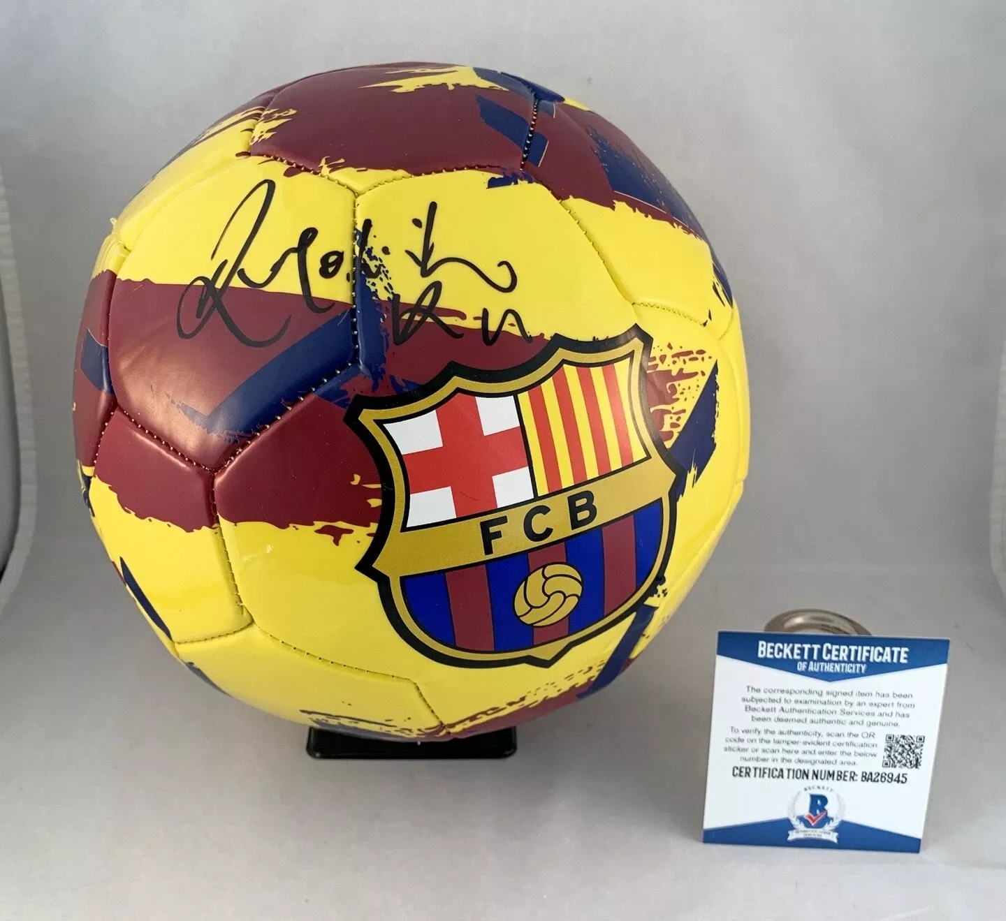Ronaldinho Signed Soccer Ball FC Brasil Barcelona Barca Beckett BAS 2 COA