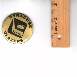 SYRACUSE BLAZERS AHL HOCKEY VINTAGE BUTTON AWESOME+VERY RARE SYRACUSE,NY