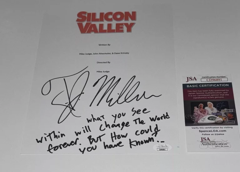 T.J. MILLER SIGNED SILICON VALLEY PILOT FULL EPISODE SCRIPT WITH QUOTE JSA COA COLLECTIBLE MEMORABILIA