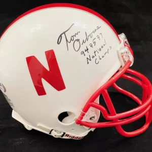 TOM OSBORNE SIGNED NEBRASKA CORNHUSKERS MINI HELMET PSA DNA W/ 94 95 97 CHAMPS