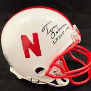 TOM OSBORNE SIGNED NEBRASKA CORNHUSKERS MINI HELMET PSA DNA W/ CF HOF 1999 RARE