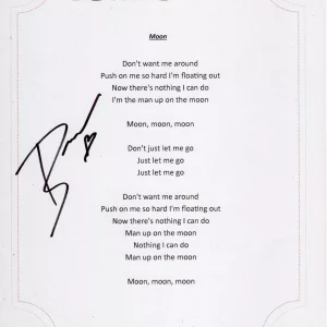 TURNSTILE BRANDON YATES SIGNED MOON LYRIC SHEET LEGEND