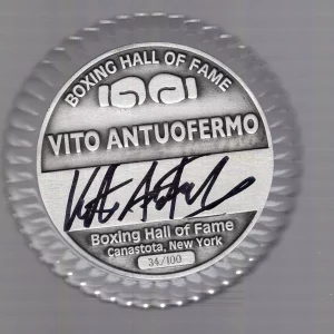 VITO ANTUOFERMO HAND SIGNED BOXING HOF PAPERWEIGHT+COA VERY RARE 99/100