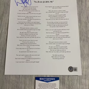 Walker Hayes signed autographed lyric sheet You Broke Up With Me Beckett COA
Opens in a new window or tab