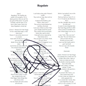 Warren G Signed Autographed Regulate 8.5x11 Song Lyric Sheet Rapper Beckett COA